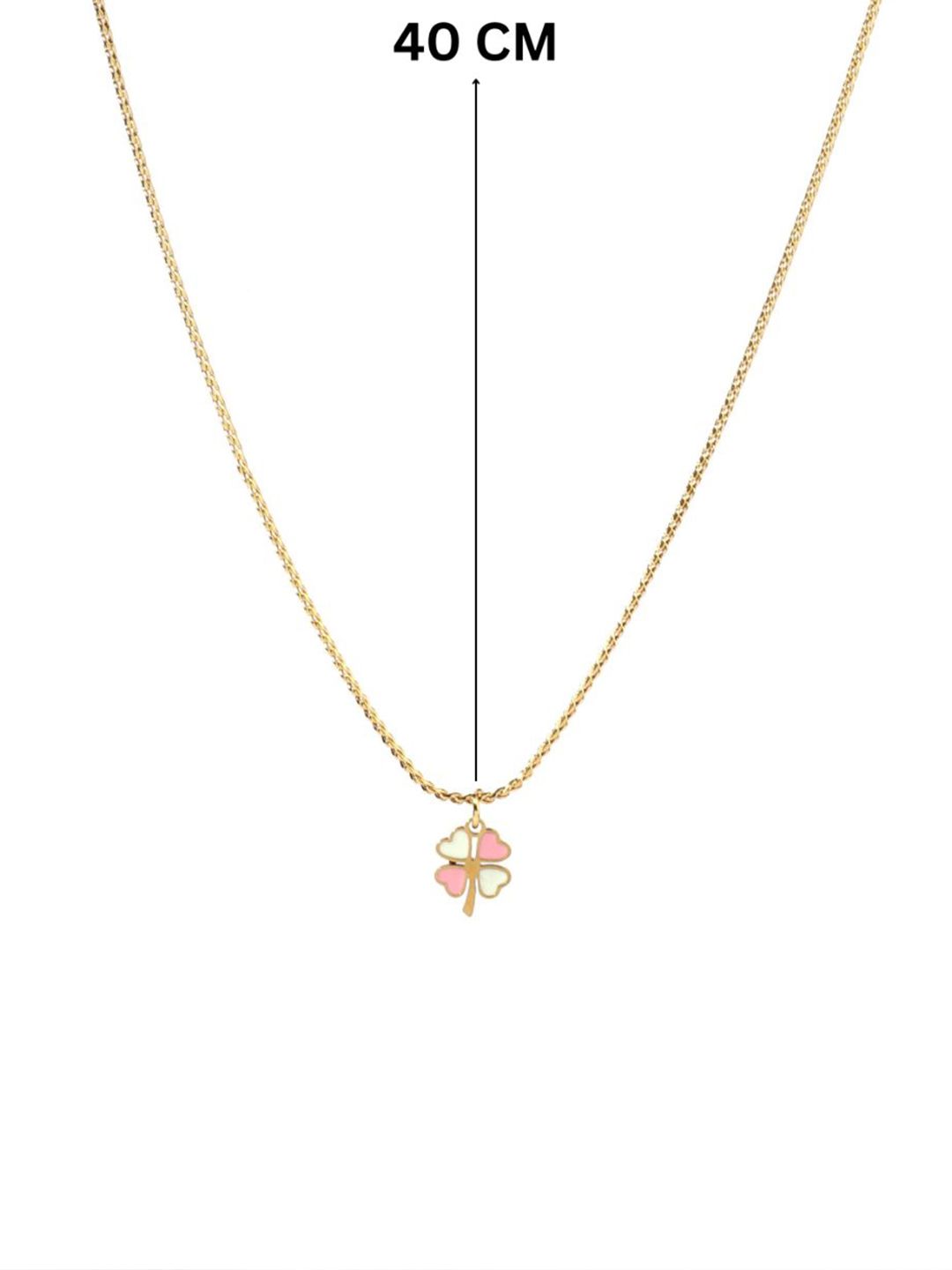 SALTY Pack of 2 Women Pink & White Clover Gold Necklace