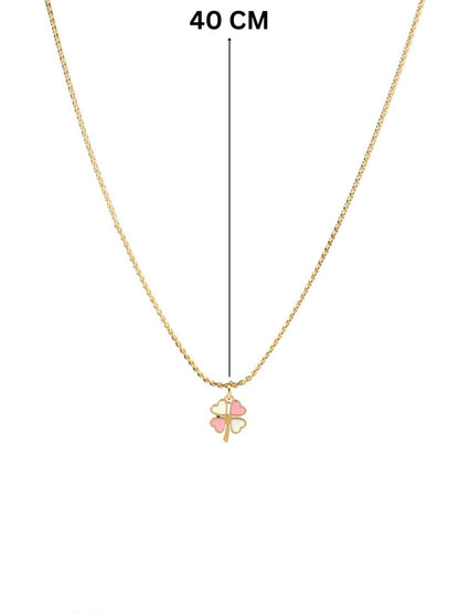 SALTY Pack of 2 Women Pink & White Clover Gold Necklace