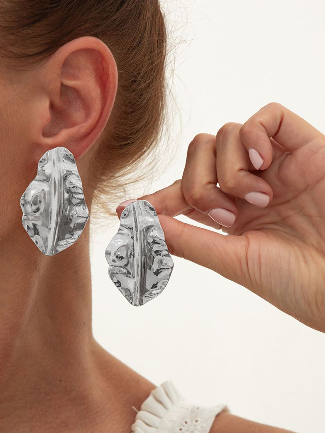 Silver-Plated Geometric Drop Earrings