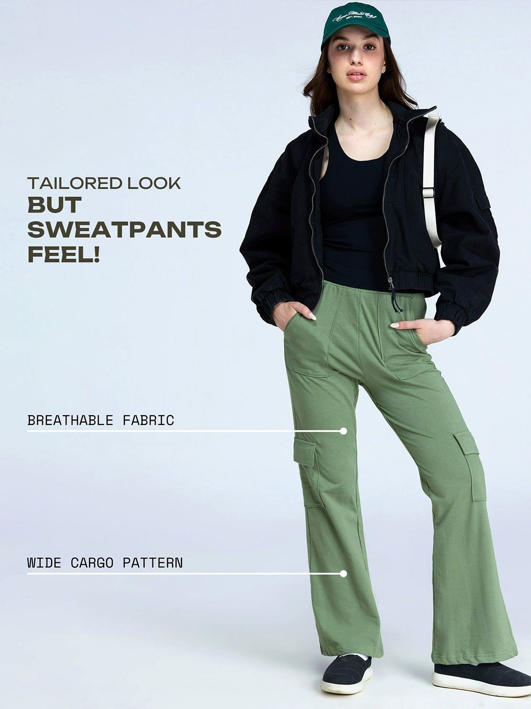 Olive Wide Cargo Joggers