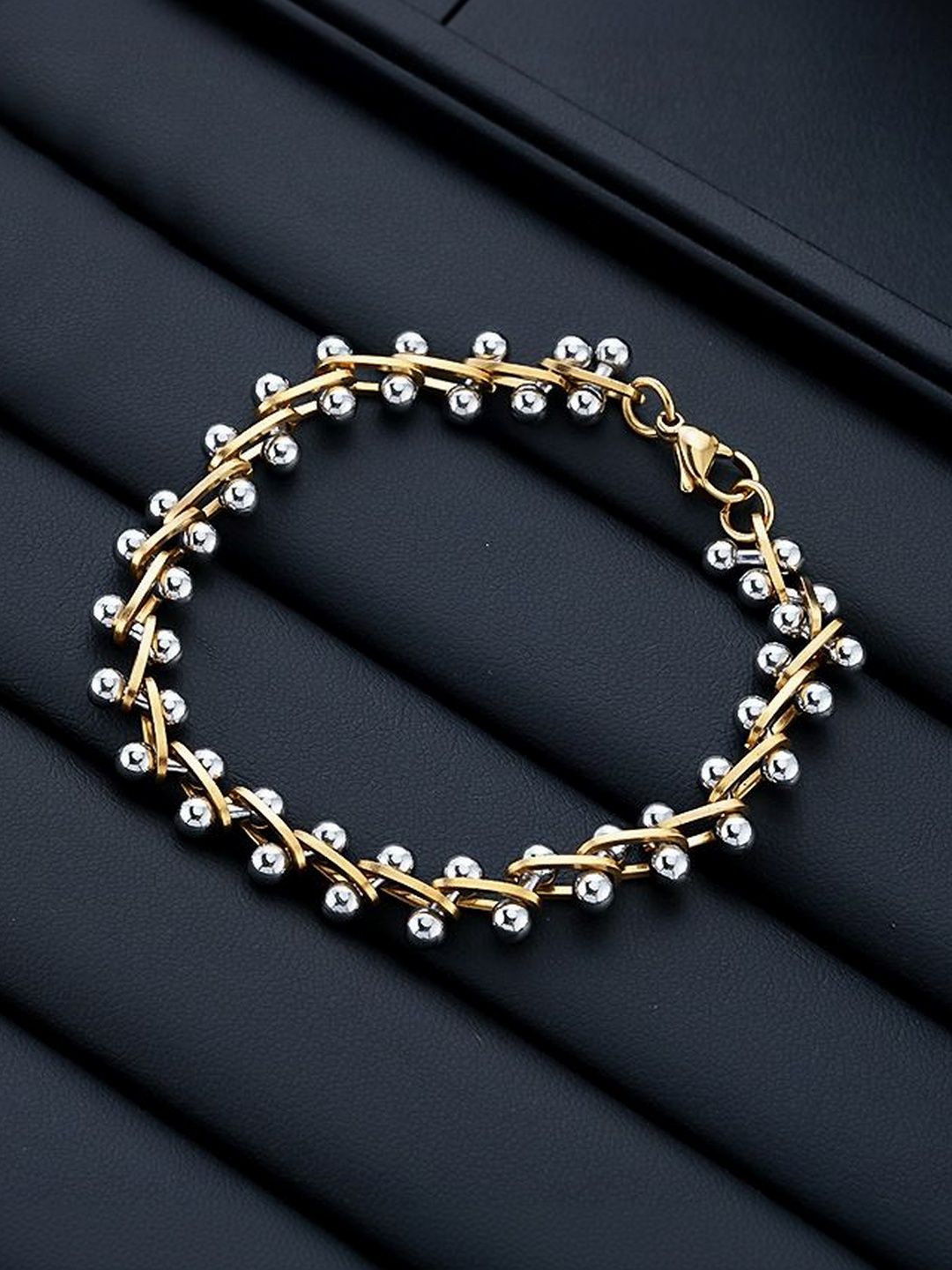 Men Handcrafted Gold-Plated Link Bracelet