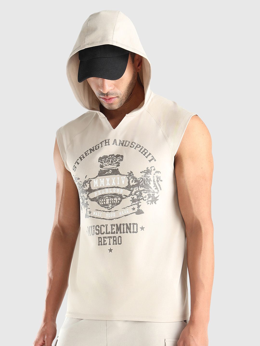 Men X-Dry Soft Typography Printed Hooded T-shirt