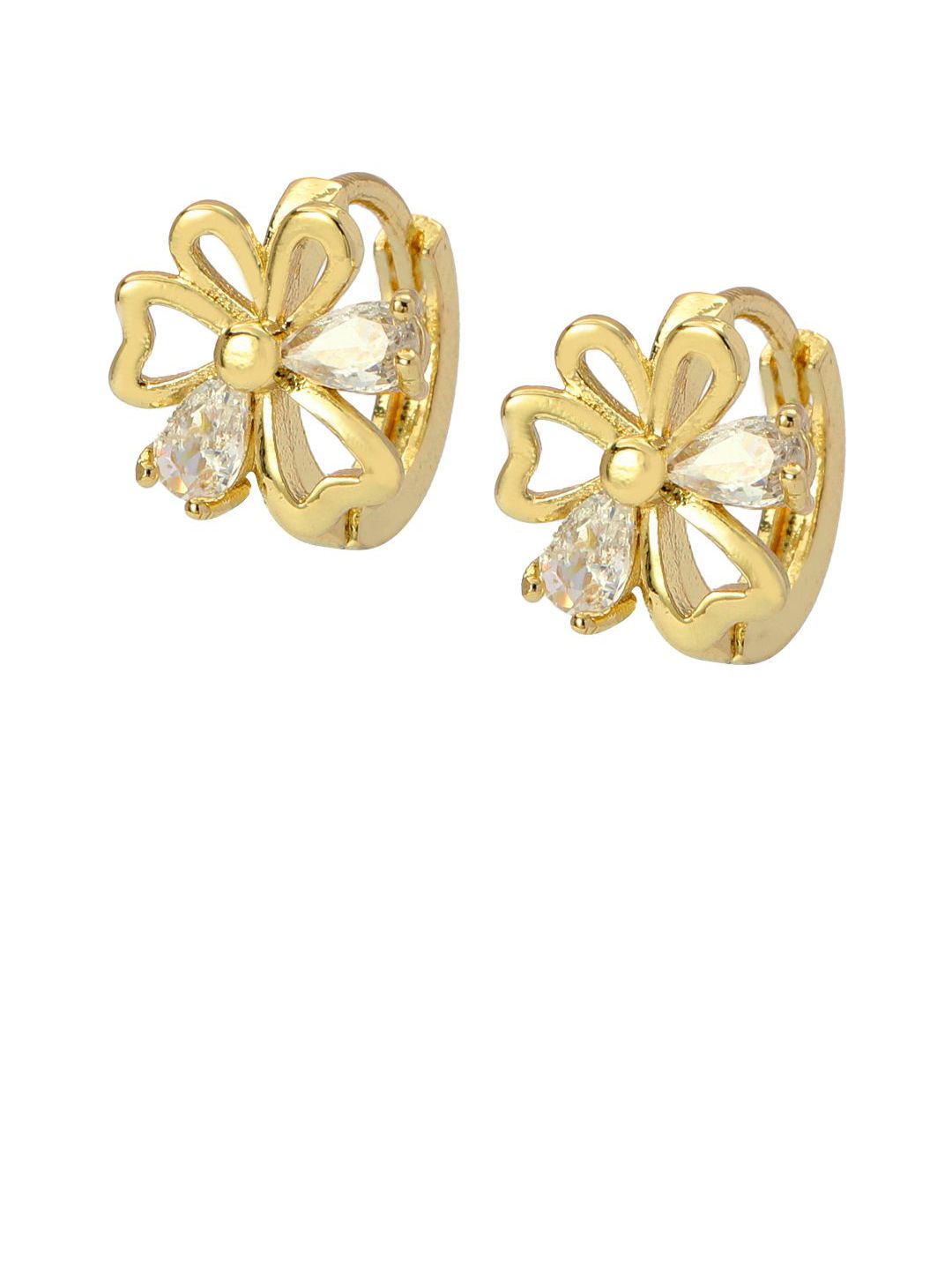 SALTY Gold-Plated Contemporary Artificial Stone Studded Studs Earrings
