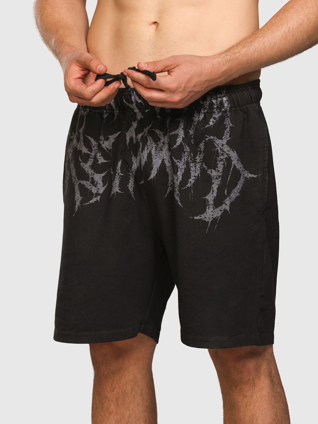Men Printed Acid Wash Regular Fit Sports Shorts