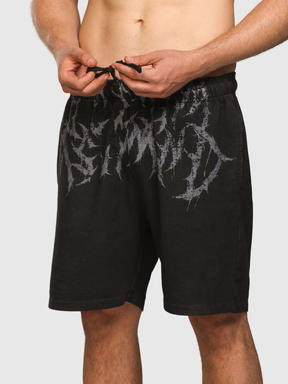 Men Printed Acid Wash Regular Fit Sports Shorts