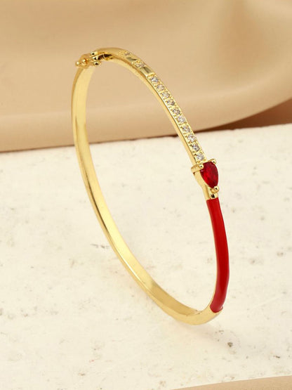 SALTY Gold-Plated Stone Studded Delicate Blossom Bangle-Style Bracelet