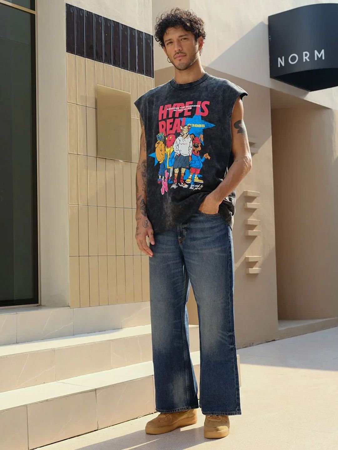 Graphic Printed Extended Sleeves Cotton T-shirt