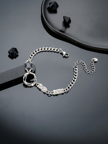 Men Handcrafted Silver-Plated Link Bracelet