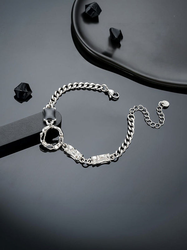 Men Handcrafted Silver-Plated Link Bracelet