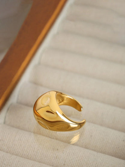 SALTY Gold-Plated Stainless Steel Glamour Chunk Adjustable Finger Ring