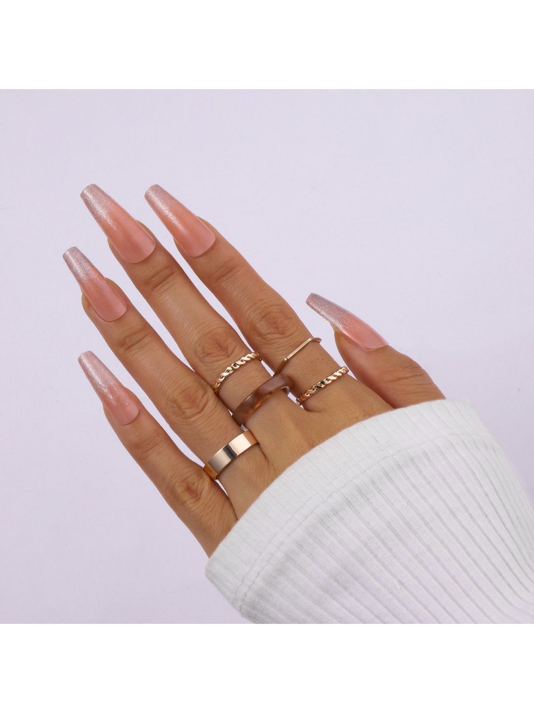 SALTY Set Of 5 Lushy Mushy Stylish Adjustable Finger Ring