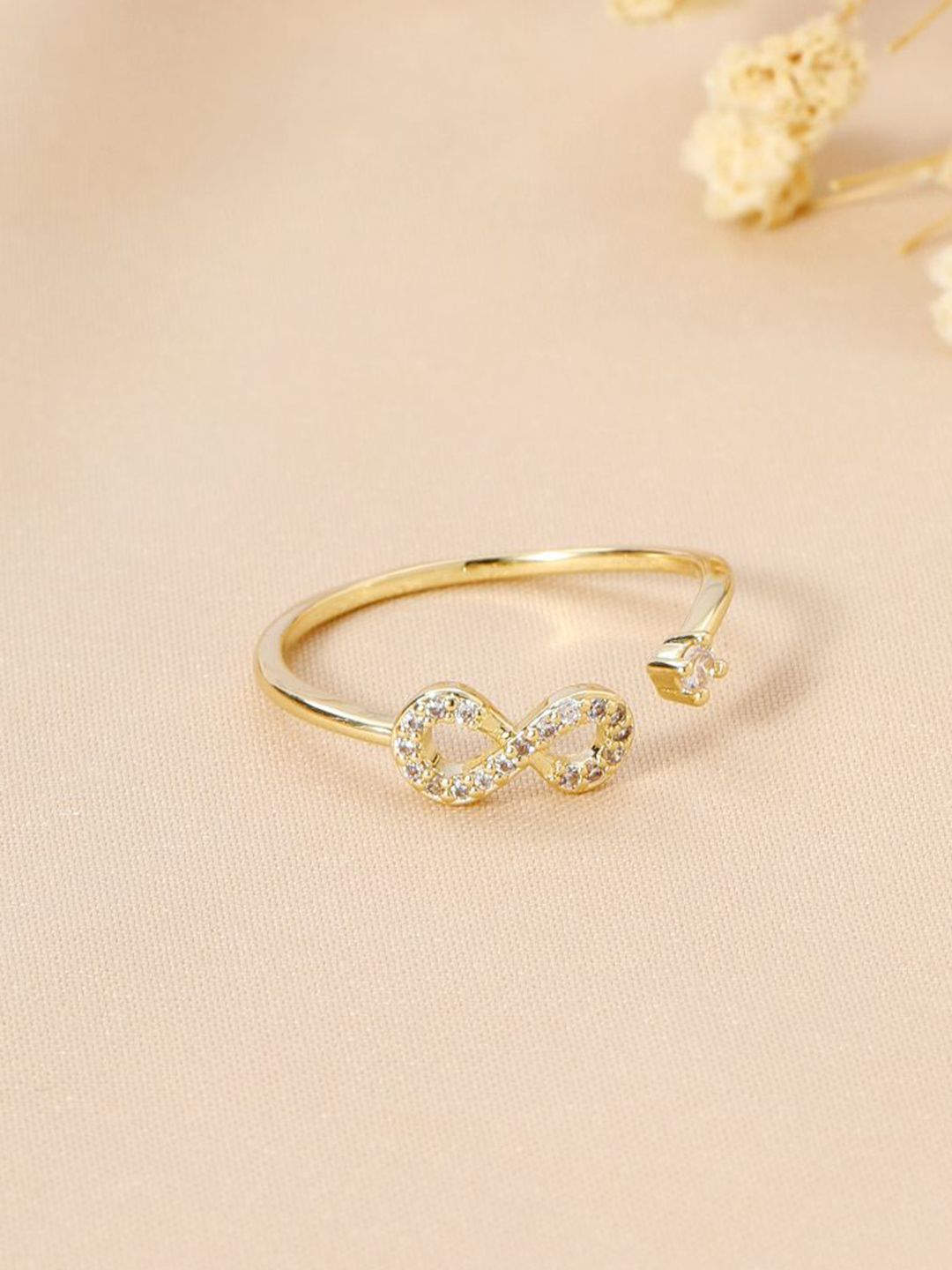 SALTY Beyond Infinity Golden Ring For Women & Girls Stylish Adjustable Finger Ring