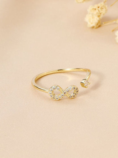 SALTY Beyond Infinity Golden Ring For Women & Girls Stylish Adjustable Finger Ring