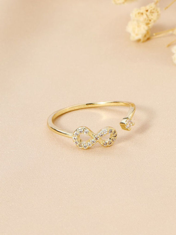 SALTY Beyond Infinity Golden Ring For Women & Girls Stylish Adjustable Finger Ring