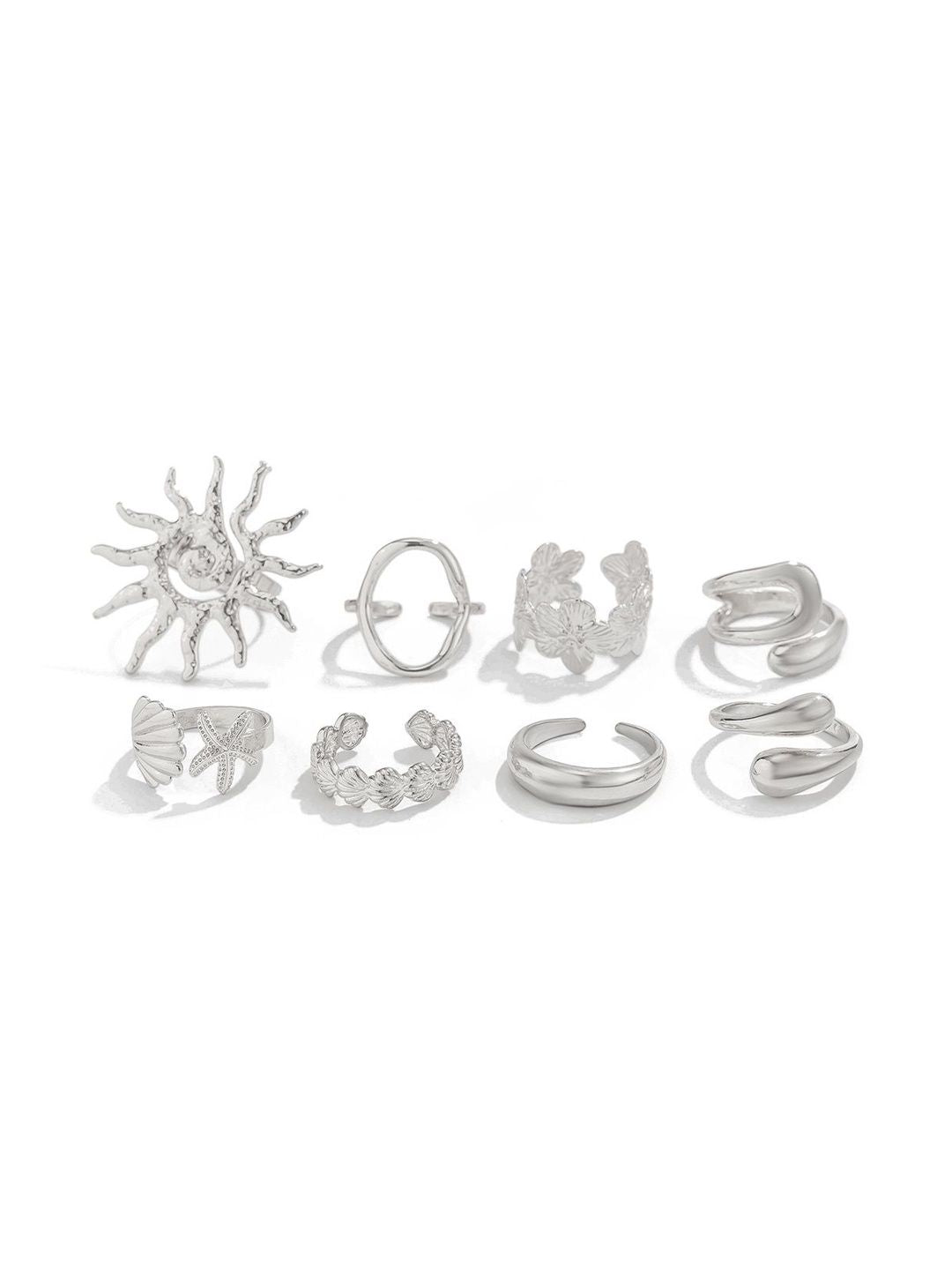 Set of 8 Silver-Plated Finger Ring