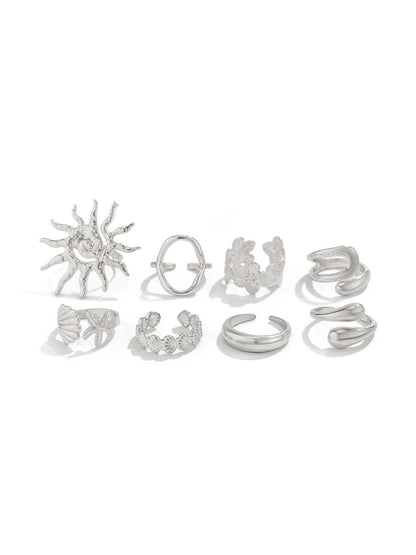 Set of 8 Silver-Plated Finger Ring