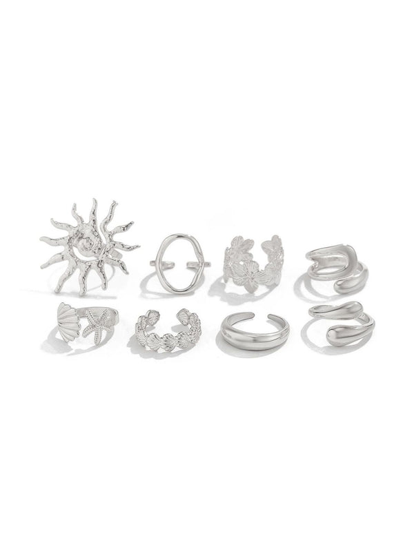 Set of 8 Silver-Plated Finger Ring
