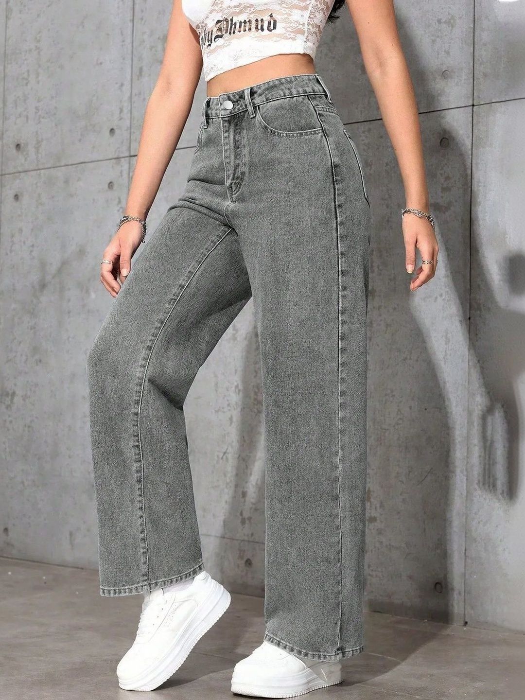 Women Jaguar Wide Leg High-Rise Light Fade Stretchable Jeans