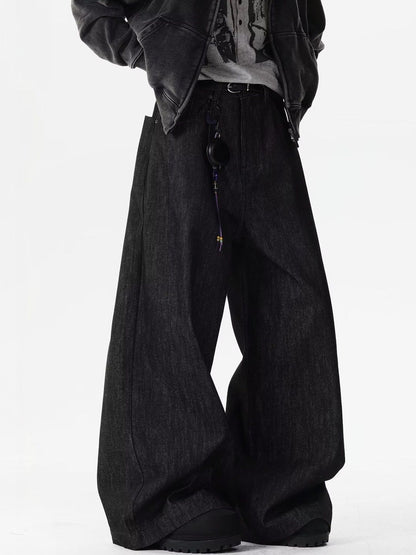 Men Wide Leg Mid-Rise Light Fade Jeans
