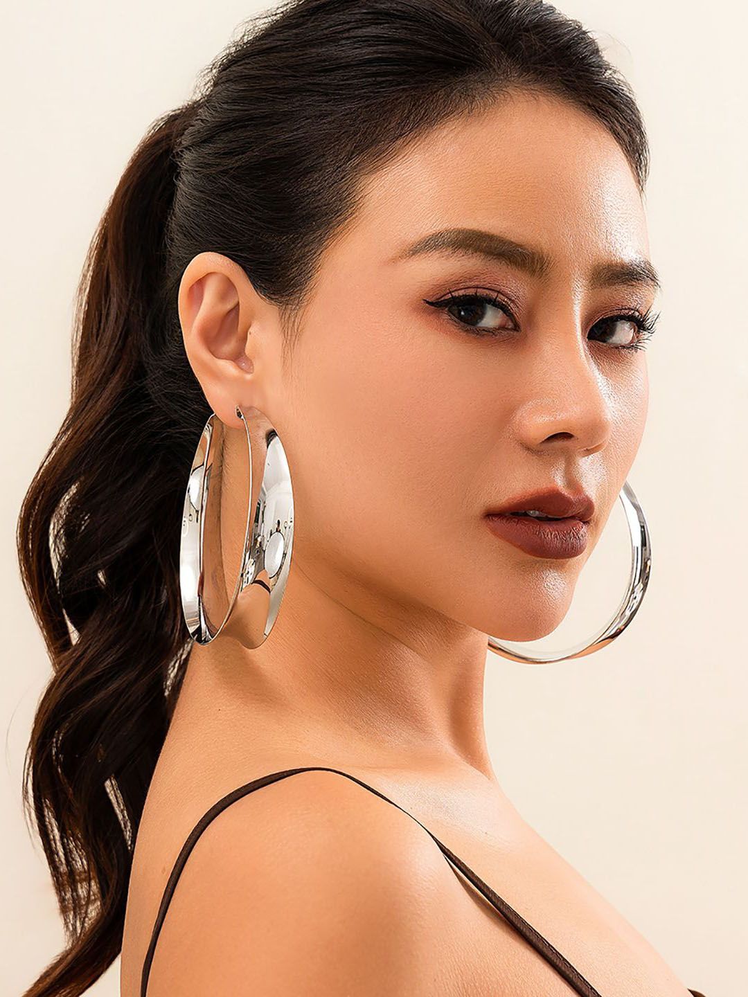 Silver-Plated Circular Hoop Earrings
