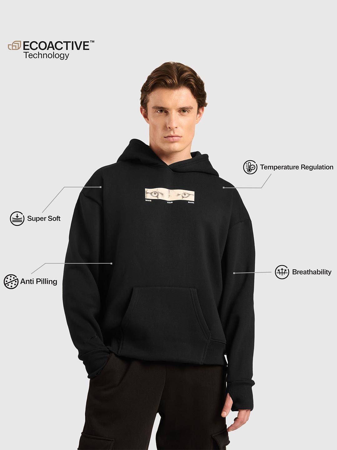Men Cloud Ease Hooded Oversized Pullover Sweatshirt