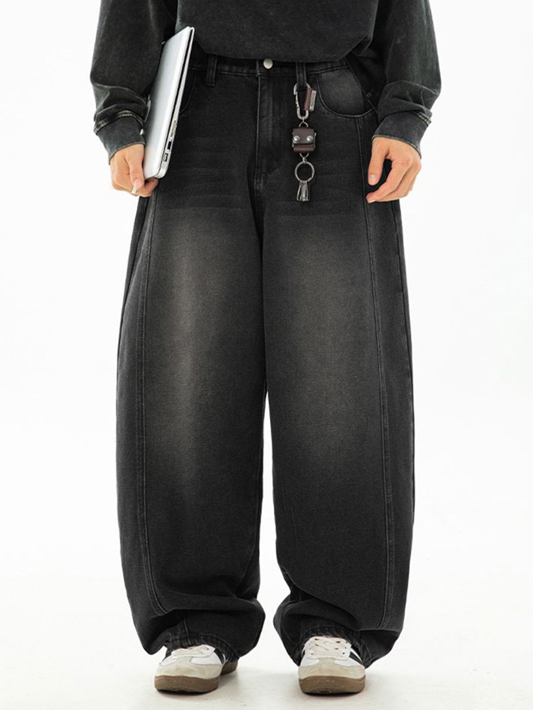 Men Wide Leg Mid-Rise Jeans
