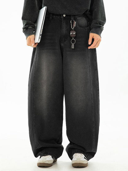 Men Wide Leg Mid-Rise Jeans