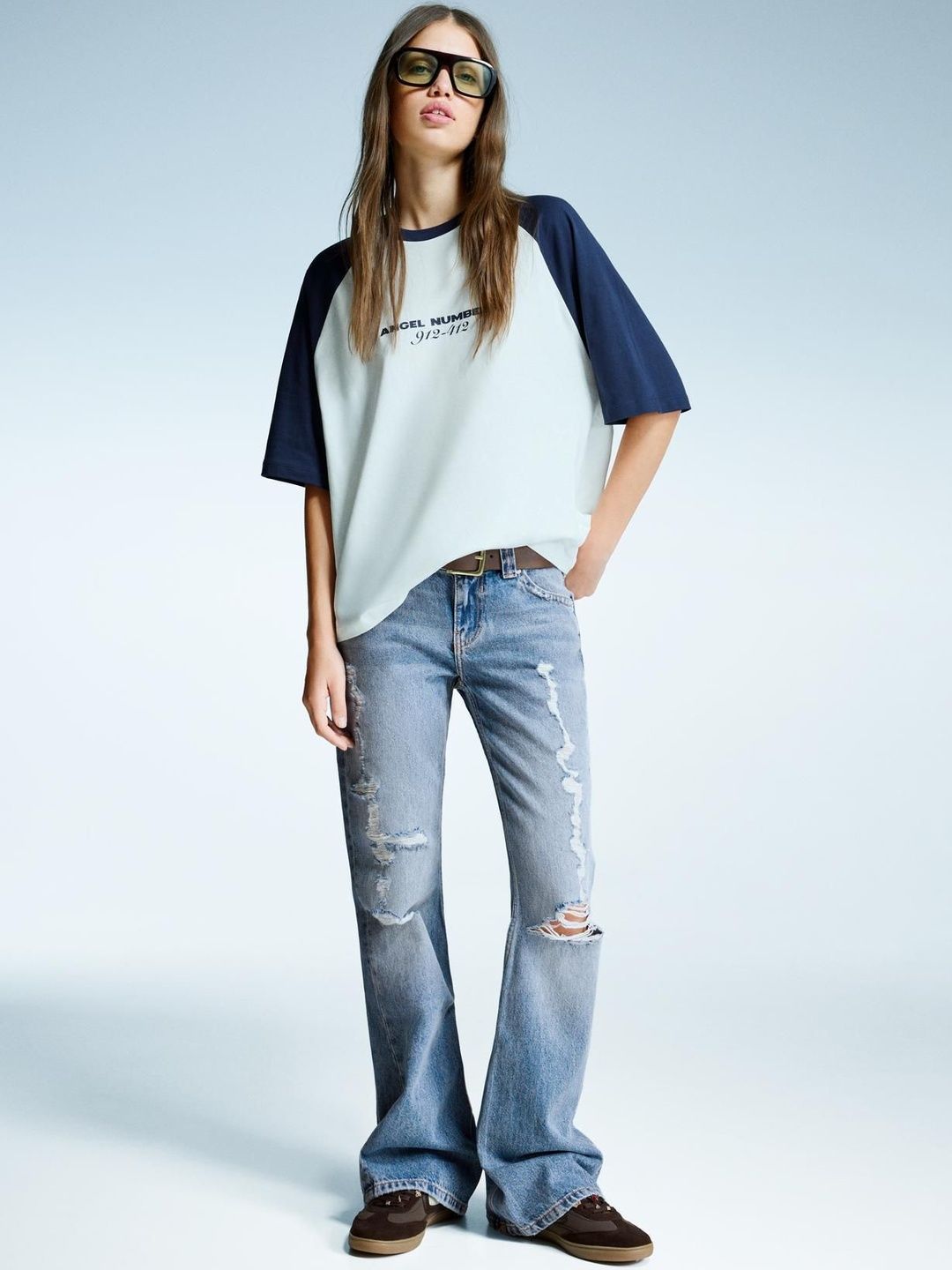 Women Flared Mid-Rise Highly Distressed Light Fade Jeans
