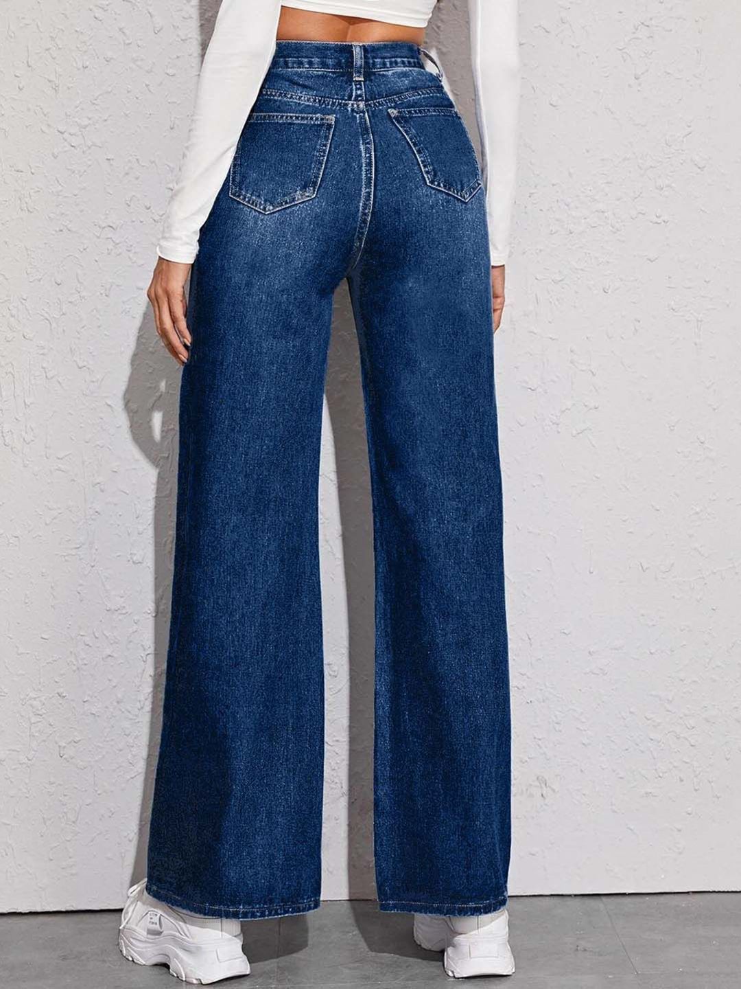 Women Flared High-Rise Clean Look No Fade Jeans