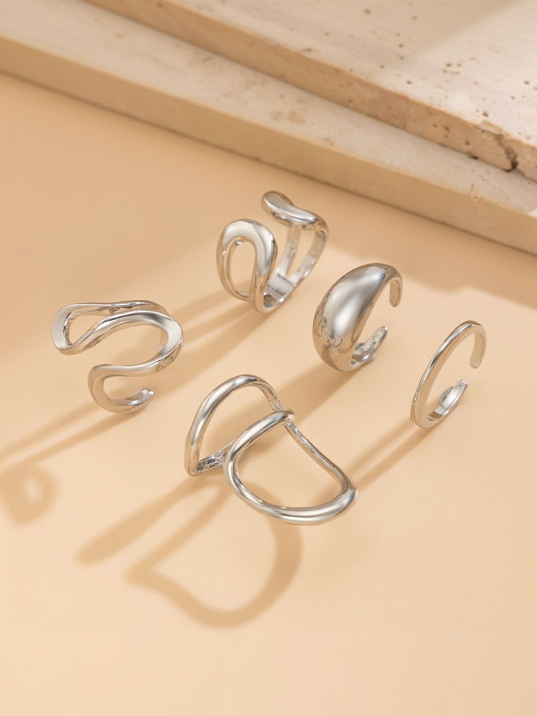 Set of 6 Silver-Plated Finger Ring