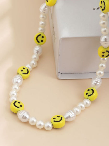 Gold-Plated Artificial Stone Baeded MInimal Necklace