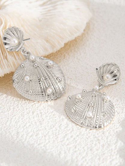 Silver Plated Pearls Beaded Contemporary Drop Earrings