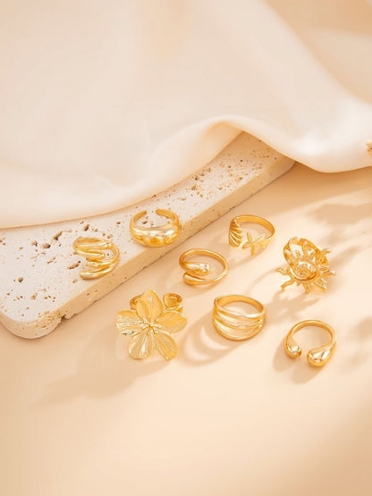 Set of 8 Gold-Plated Finger Ring