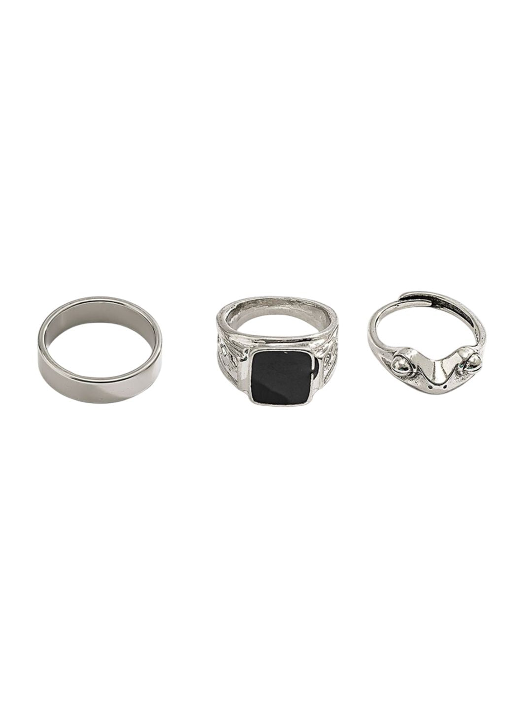 Set Of 3 Silver-Plated Finger Ring