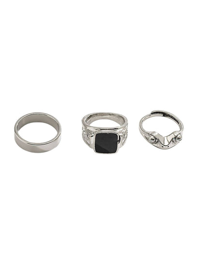 Set Of 3 Silver-Plated Finger Ring