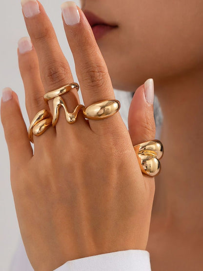 Set of 5 Gold-Plated Finger Ring