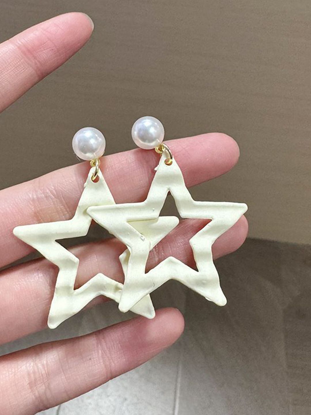 Pearls Beaded Star Shaped Drop Earrings