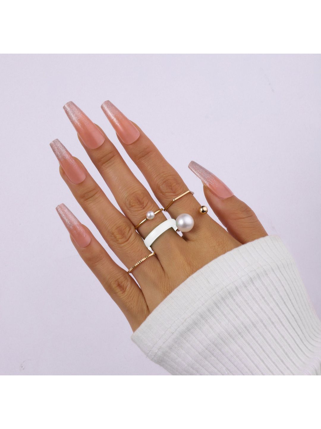 SALTY Set Of 5 Heavenly Stylish Adjustable Finger Ring