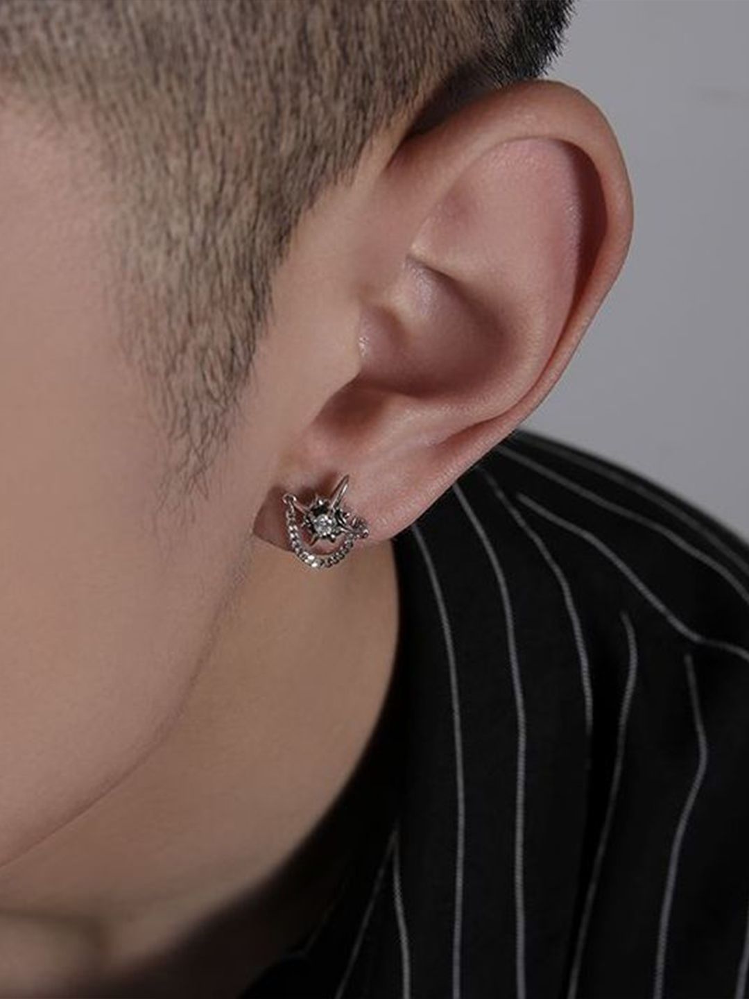 Stainless Steel Silver Plated Studded Contemporary Studs