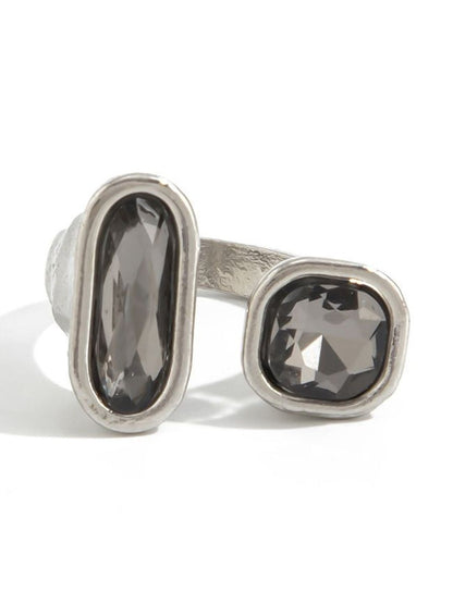 Silver-Plated Stone-Studded Finger Ring