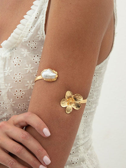 Women Pearls Gold-Plated Cuff Bracelet