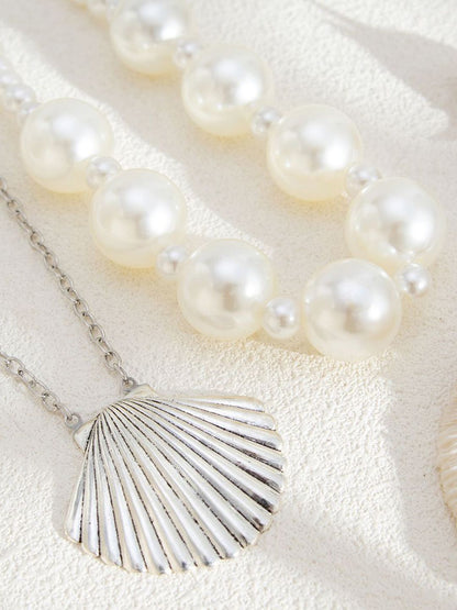 Silver-Plated Pearls Beaded Minimal Necklace