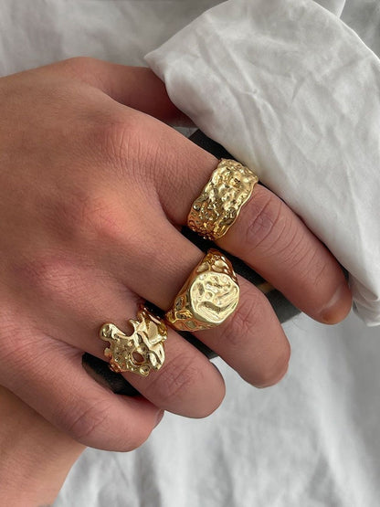 Men Set Of 3 Gold-Plated Finger Ring