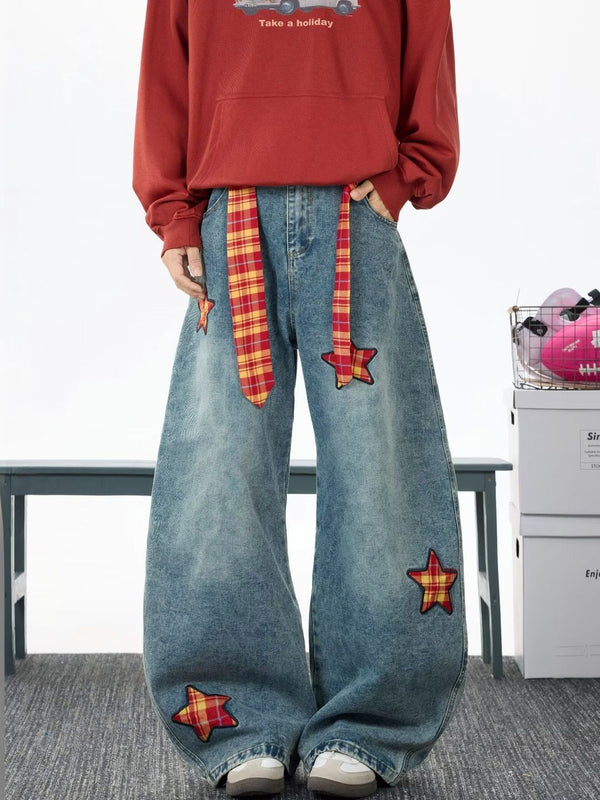 Men Wide Leg Mid-Rise Light Fade Printed Jeans