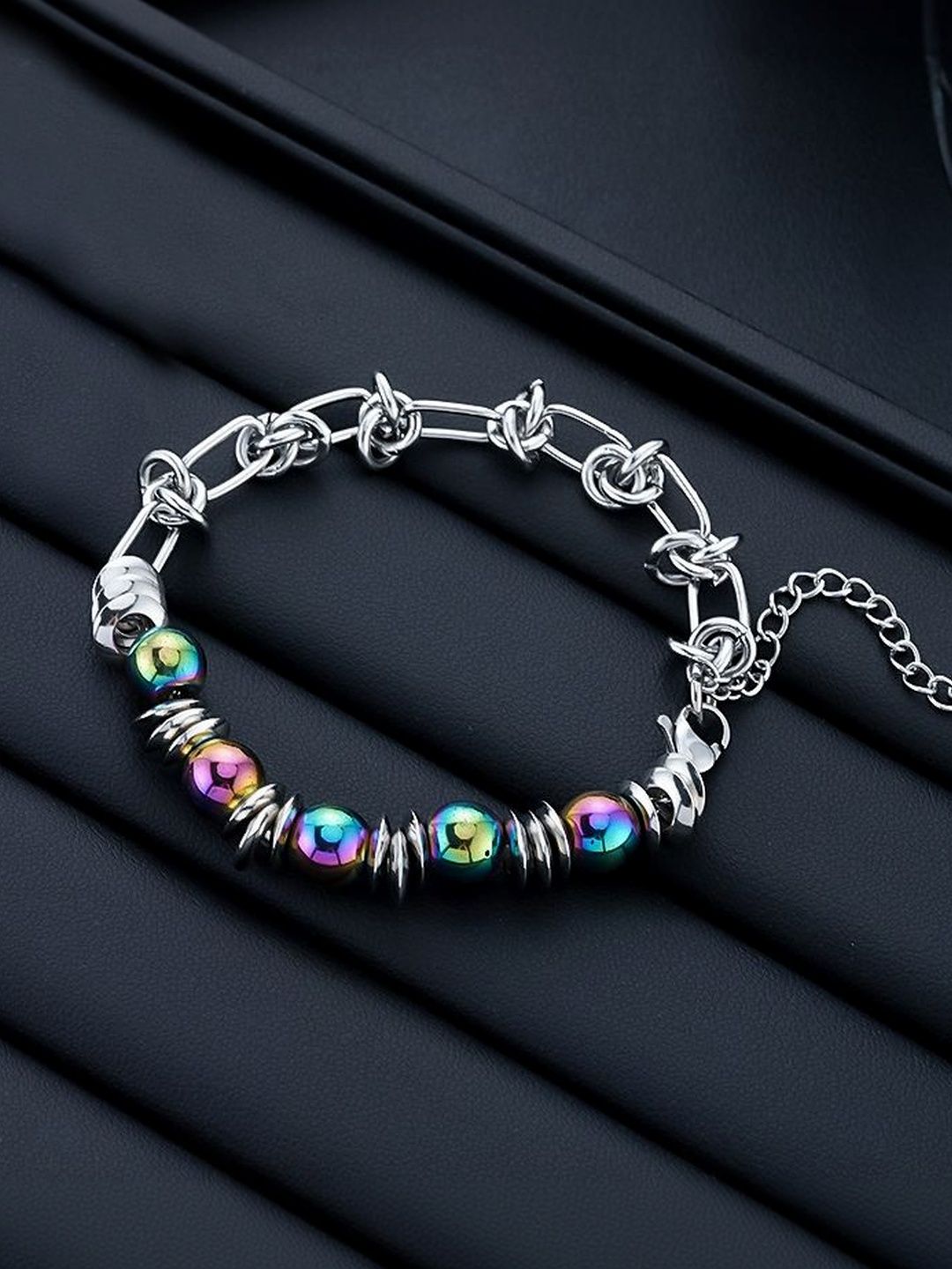 Men Handcrafted Silver-Plated Multistrand Bracelet