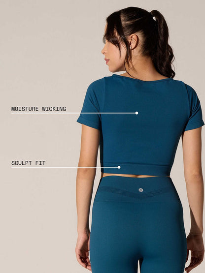 Teal Seamless Sculpt Tee