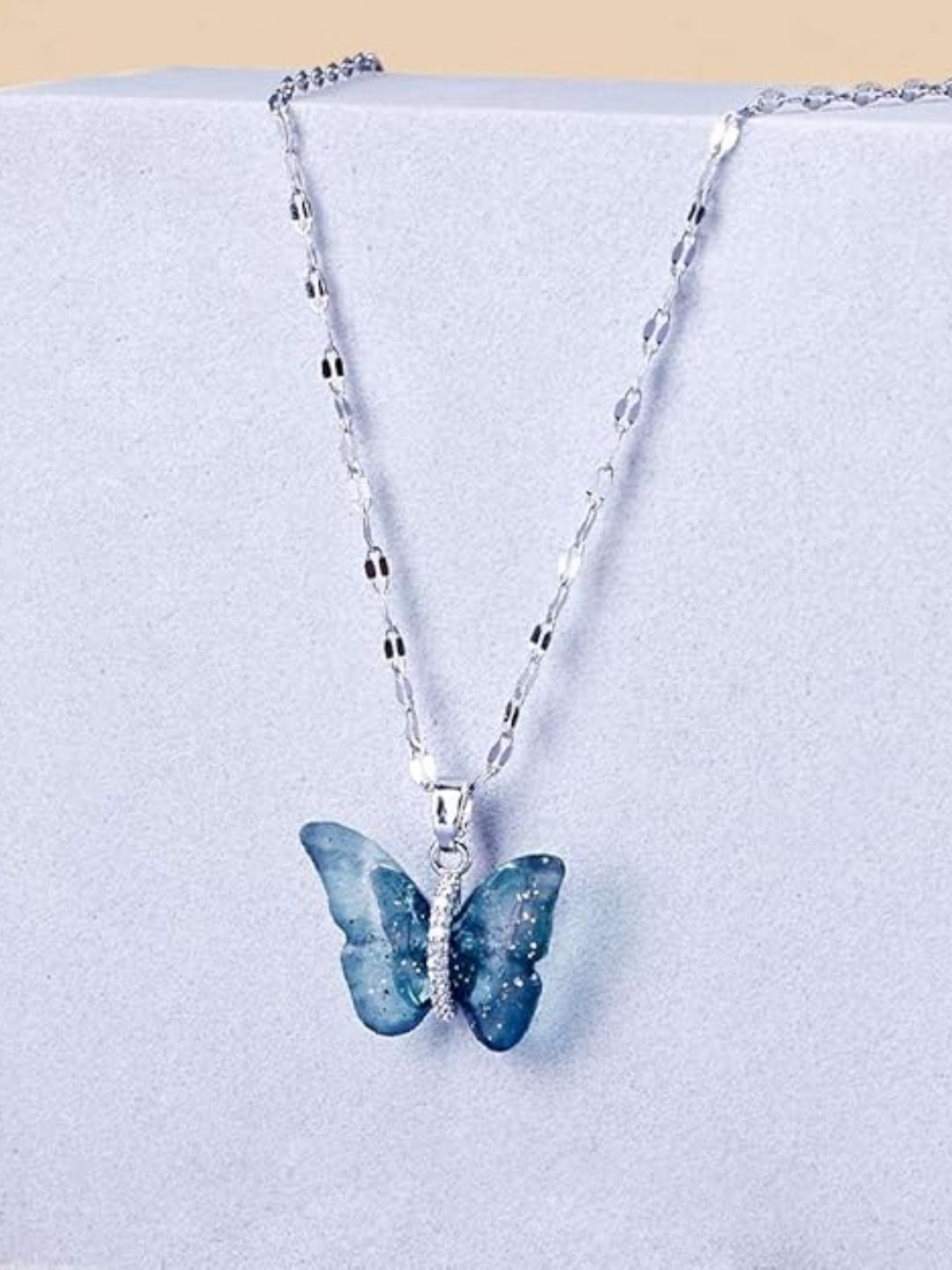 SALTY Set Of 2 Stones-Studded Evil-Eye & Butterfly Pendant With Chain
