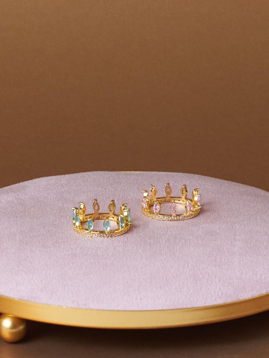 SALTY Pack of 2 Women 2 in 1 Baguette diamond Ring