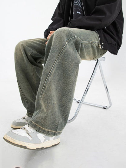 Men Wide Leg Mid-Rise Jeans