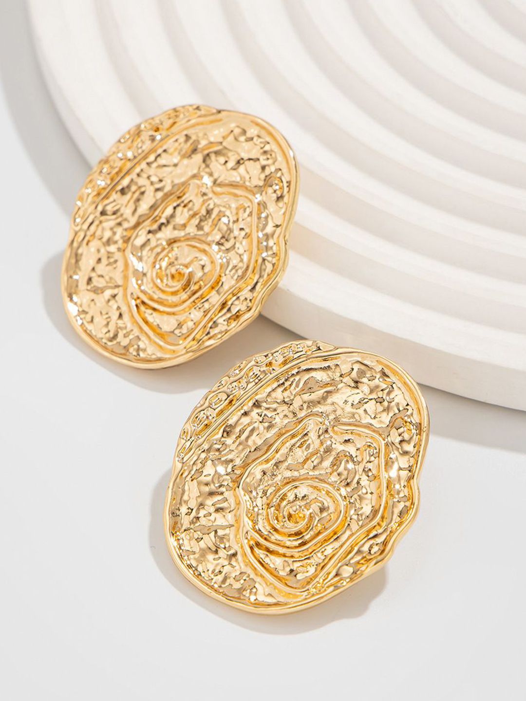 Gold-Plated Oval Shaped Studs